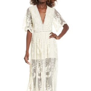 Cream Lace Romper Dress